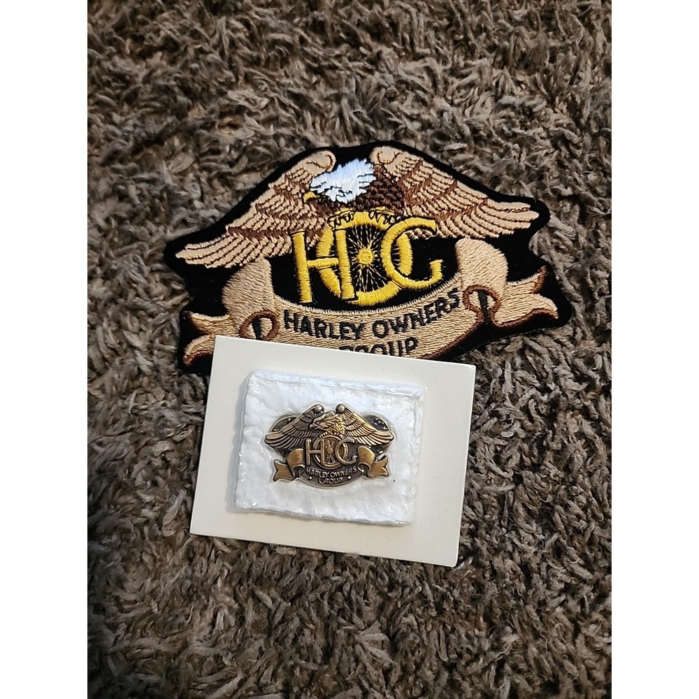 Vintage Large Back Patch And Pin HOG Harley Owners Group. Pin Sealed